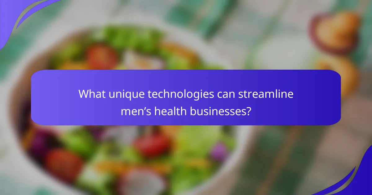 What unique technologies can streamline men’s health businesses?