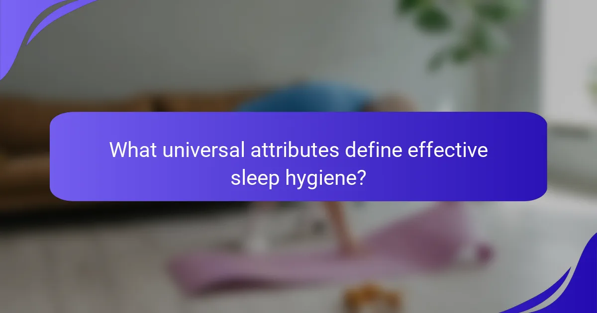 What universal attributes define effective sleep hygiene?